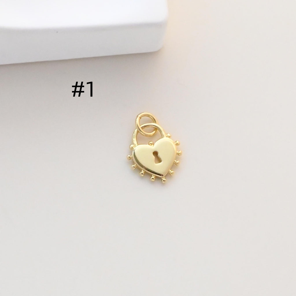 Heart Lock Pendant, Heart Charm, 18K Gold Plated Necklace Making Pendant, Love Pendant, Jewelry Findings S1329