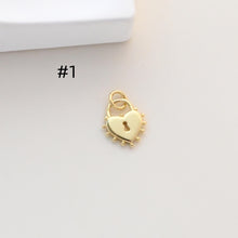 Load image into Gallery viewer, Heart Lock Pendant, Heart Charm, 18K Gold Plated Necklace Making Pendant, Love Pendant, Jewelry Findings S1329