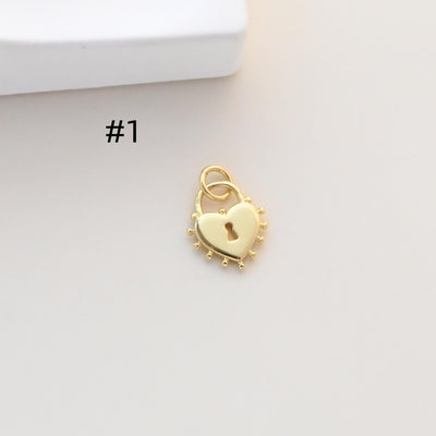 Heart Lock Pendant, Heart Charm, 18K Gold Plated Necklace Making Pendant, Love Pendant, Jewelry Findings S1329