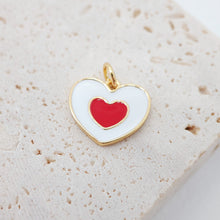 Load image into Gallery viewer, Enamel Heart Charm, 18K Gold Plated Heart Pendant, 15mm, Necklace Bracelet Making Pendant S20461