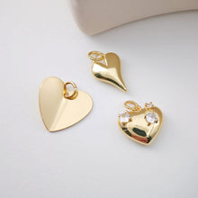 Load image into Gallery viewer, Gold Heart Charm, 18K Gold Plated Heart Pendant,  Necklace Bracelet Making Pendant S1132