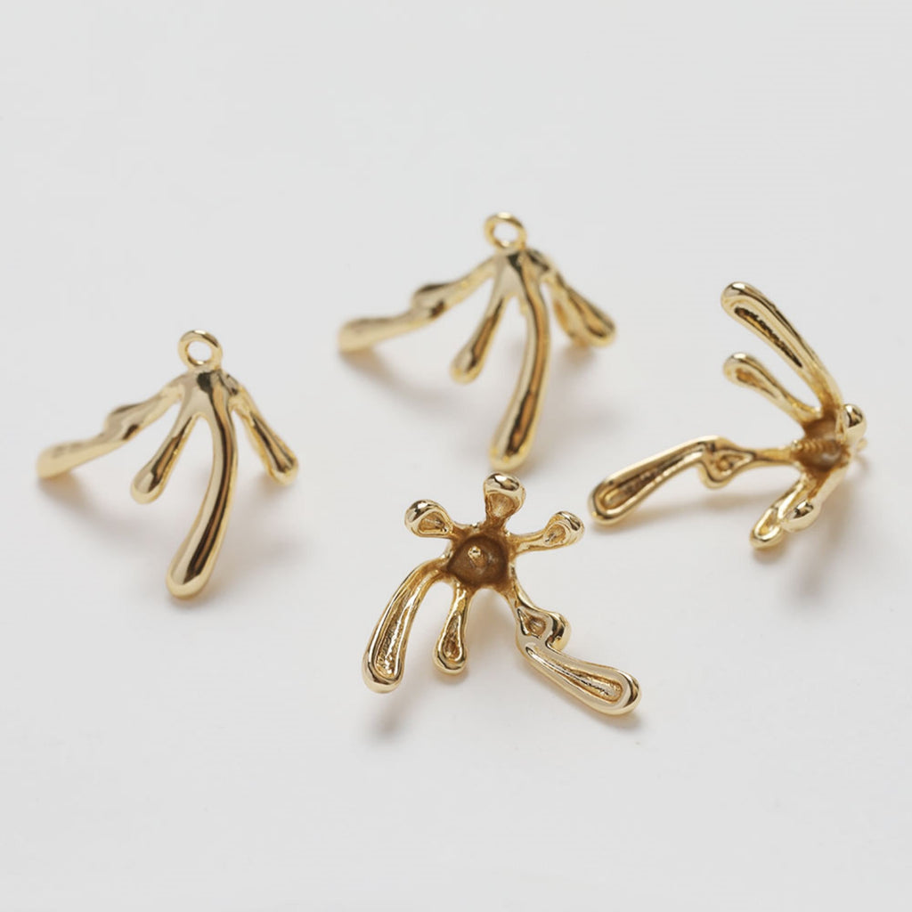 Drop Peg Bail Caps, 14K Gold Plated, Half Drilled Bead Caps, Pearl Bead Caps, Jewelry Making GZ364