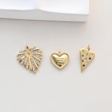 Cubic Heart Charms, 18K Gold Plated CZ Pave Love Charms, Bracelet Necklace Making Pendants, Jewelry Findings S1325