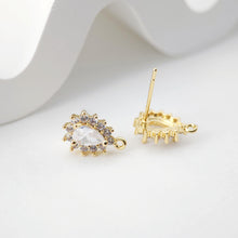 تحميل الصورة إلى عارض المعرض، أقراط على شكل زهرة بوهو من الزركونيا المكعبة المتدلية، مطلية بالذهب مع حلقة، مضادة للحساسية، أدوات يدوية الصنع لتركيب الأقراط، لوازم صنع الأقراط بنفسك D0247