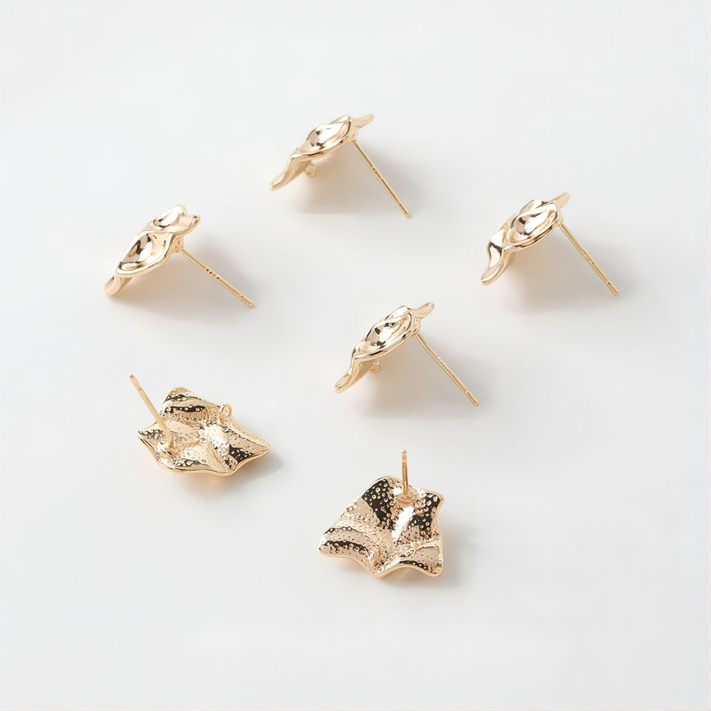 قرط ذو سطح محدب غير منتظم مع حلقة، أقراط من الذهب عيار 14 قيراطًا وفضة S925 خالية من النيكل، نتائج قرط مضادة للحساسية GE046