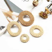 Load image into Gallery viewer, Rattan Weaving Round-shaped Earring Findings, Boho earring making, Vacation Style Hawaii Handmade Earring Finding BS011