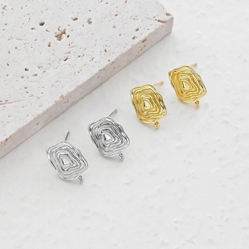 قرط غير منتظم، ذهب/فضة عيار 18 قيراطًا، أقراط فضة S925 خالية من النيكل، قرط على شكل قلب D0439