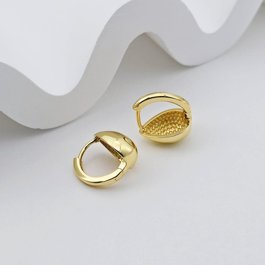 18K Gold Drop Hoop, Polish Gold, 14.7*13.6mm, Stud Earring Nickel Free, Hypoallergenic Earring Findings S1246