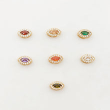 Load image into Gallery viewer, Crystal Pave CZ Beads, 7 Colors Crystal, Oval Shape, 18K Gold Plated Beads, Bracelet Necklace Making Charms, Jewelry Findings S20358