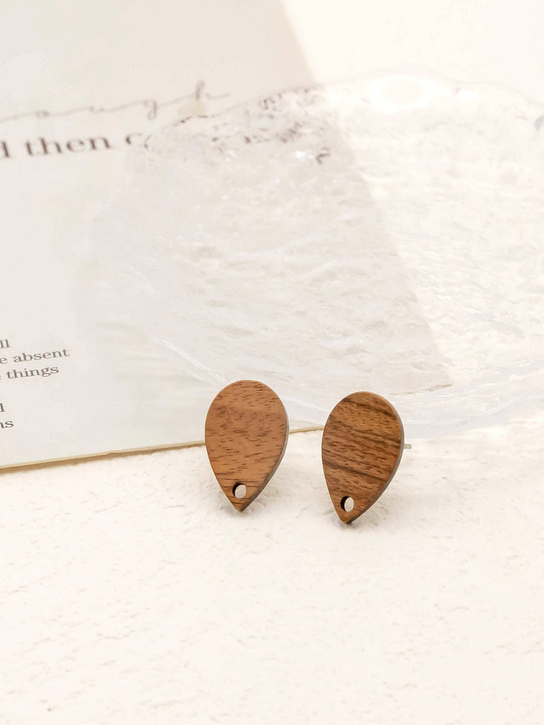4PCS Wood Earrings, Teardrop Wooden Earrings for women, Reclaimed Walnut Wood, Nickel Free, Geometric Statement Earrings Finding JT919