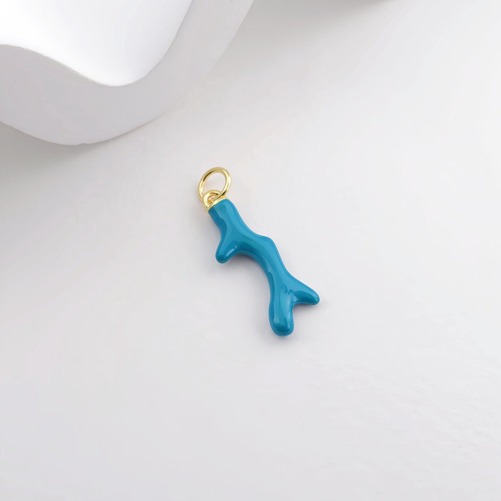 Enamel Marine Life Charms, Coral Pendant, Gold Plated Charms, Bracelet Making, Jewelry Findings S1293