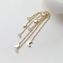 Load image into Gallery viewer, Star and Moon Tassel Pendant with Cap, 14K Gold Plated Earring Chain Pendant, Earring Findings GZ753