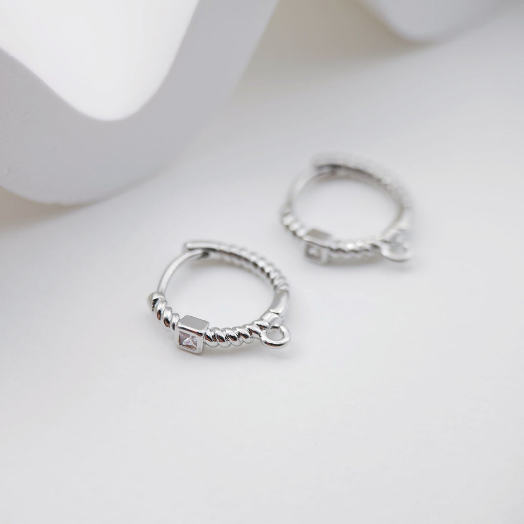 Helical zircon Earring Hoop, Gold Plated Huggie Hoop Earring with Loop, Huggie Hoops DIY Earring  Findings,Handmade Earring Supplies D0098