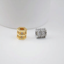 Load image into Gallery viewer, Spacer Beads Collection, 18K Gold/Silver Plated, Round Beads, CZ Pave Beads, Dainty Jewelry Making Beads, Jewelry Finding S1180