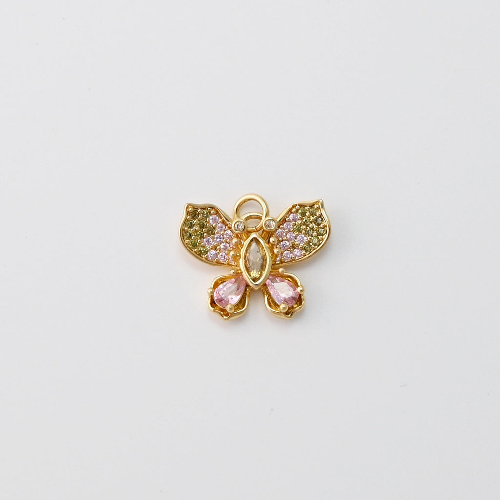 CZ Pave Butterfly Charms, Zircon Insect Charms, 18K Gold Plated Charms, For Bracelet And Earrings Making, Jewelry Findings S1455
