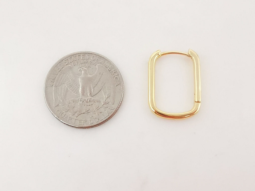 10pcs Gold Rectangle Ear Hoops, 22x16mm, 18K Gold Plated Leverback Earrings, Huggie Hoops Earring S1069