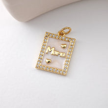 Load image into Gallery viewer, Mom Charm, 18K Gold Plated, CZ Pave, Mama Pendant, Necklace Making Findings, Jewelry Finding Gift for Mom S1123