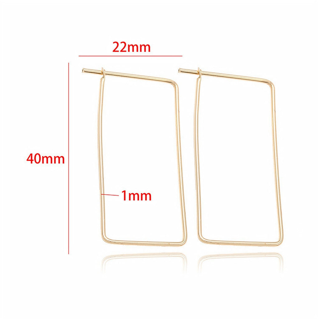 20pcs- 14K Gold Plated Hoop Earring Finding, 22x40mm, Nickel Free Rectangular Earring Hoops, Earring Making Findings Z040