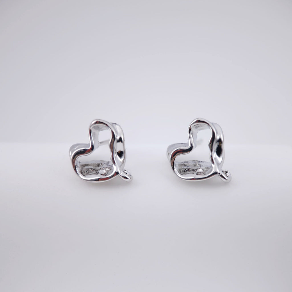 Irregular Heart Shape Post Earrings, Gold Earring Post with Loop, Hypoallergenic, Earring Findings, Handmade Earring Supplies D0046