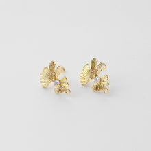 Load image into Gallery viewer, Flower Earring Post, 18K Real Gold Plated Brass Stud Earring With Loop, S925 Silver Pin, CZ Pave, Nickel Free, Earring Finding D0404