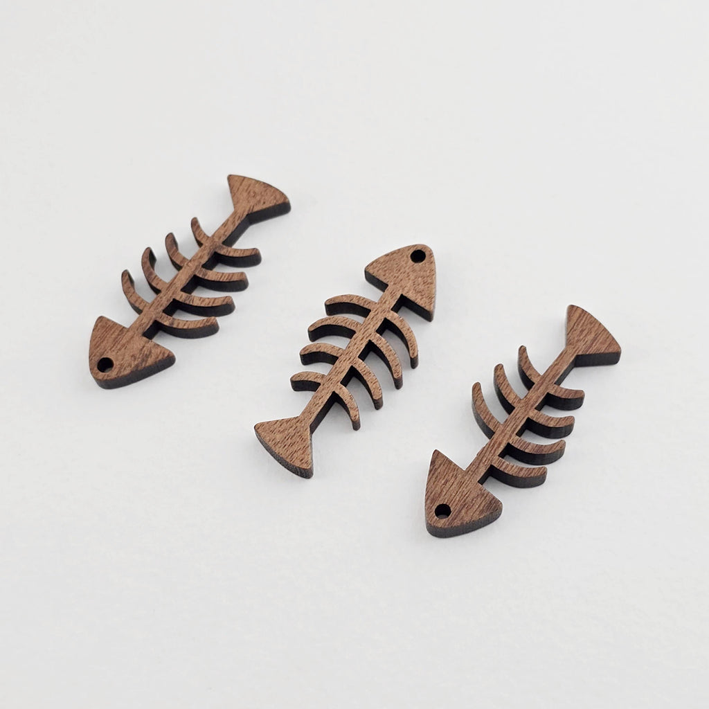 Fish Bone Geometric Shape Wood Charms, Wooden Pendant, Reclaimed Walnut Wood, Geometric Statement Wood Earrings Diy Ideas JT1016