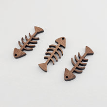 Load image into Gallery viewer, Fish Bone Geometric Shape Wood Charms, Wooden Pendant, Reclaimed Walnut Wood, Geometric Statement Wood Earrings Diy Ideas JT1016