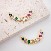 Load image into Gallery viewer, Pink Enamel Bow Charm, 14K Gold Plated Bow Tile Pendant, Clear Micro CZ Pave Bowtie Charm, 18x12mm, Jewelry Findings S20584