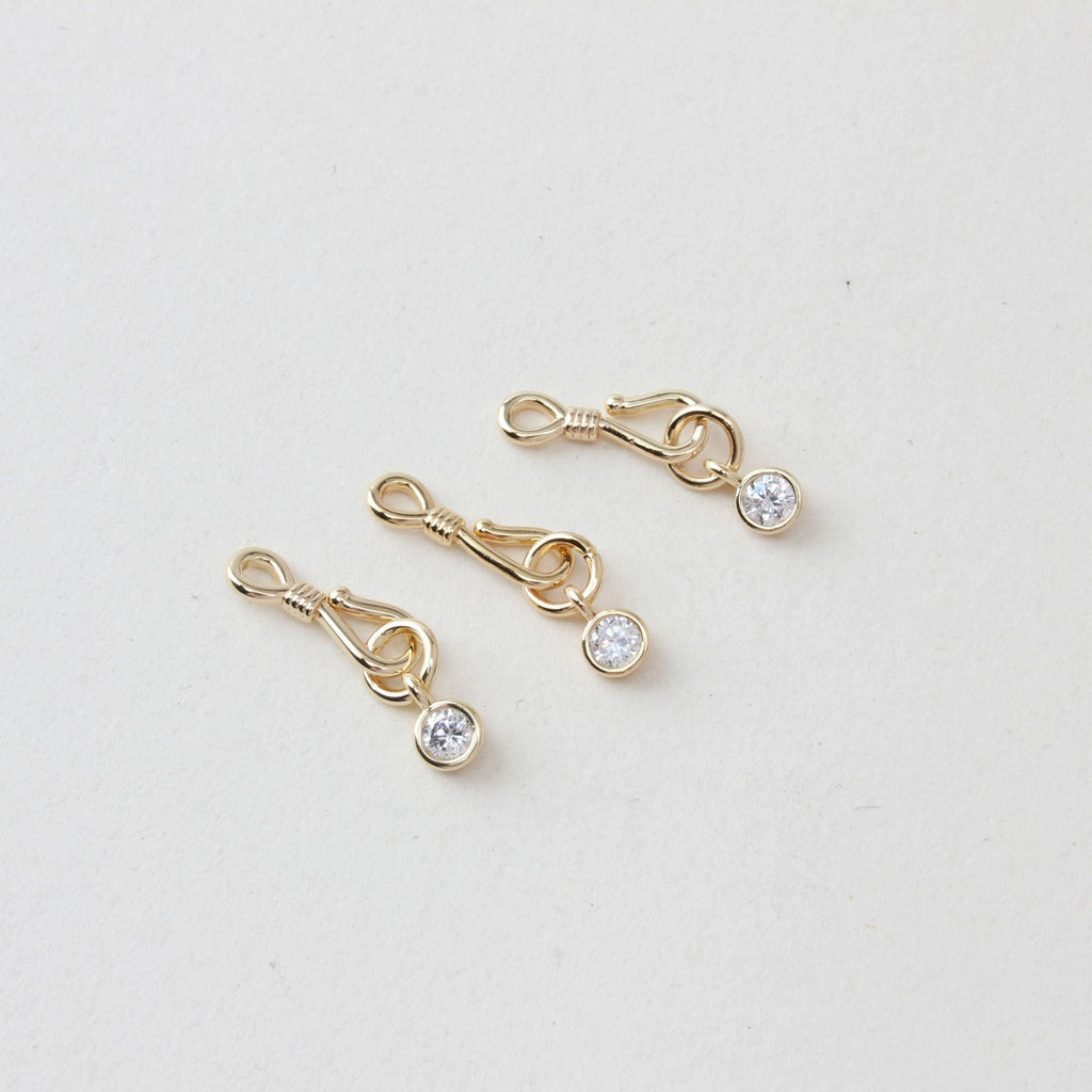 Fish Hook Clasp, Necklace Connector, CZ Pave, 14K Gold/Silver Plated, Neckalce Bracelet Making Pendant, Jewelry Supply Finding JG061