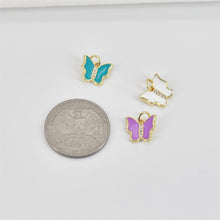 Load image into Gallery viewer, Enamel Butterfly Dangle Pendants, 18K Gold Plated Enamel Butterfly Pendant, Earring Making Charm, Jewelry Findings S20787