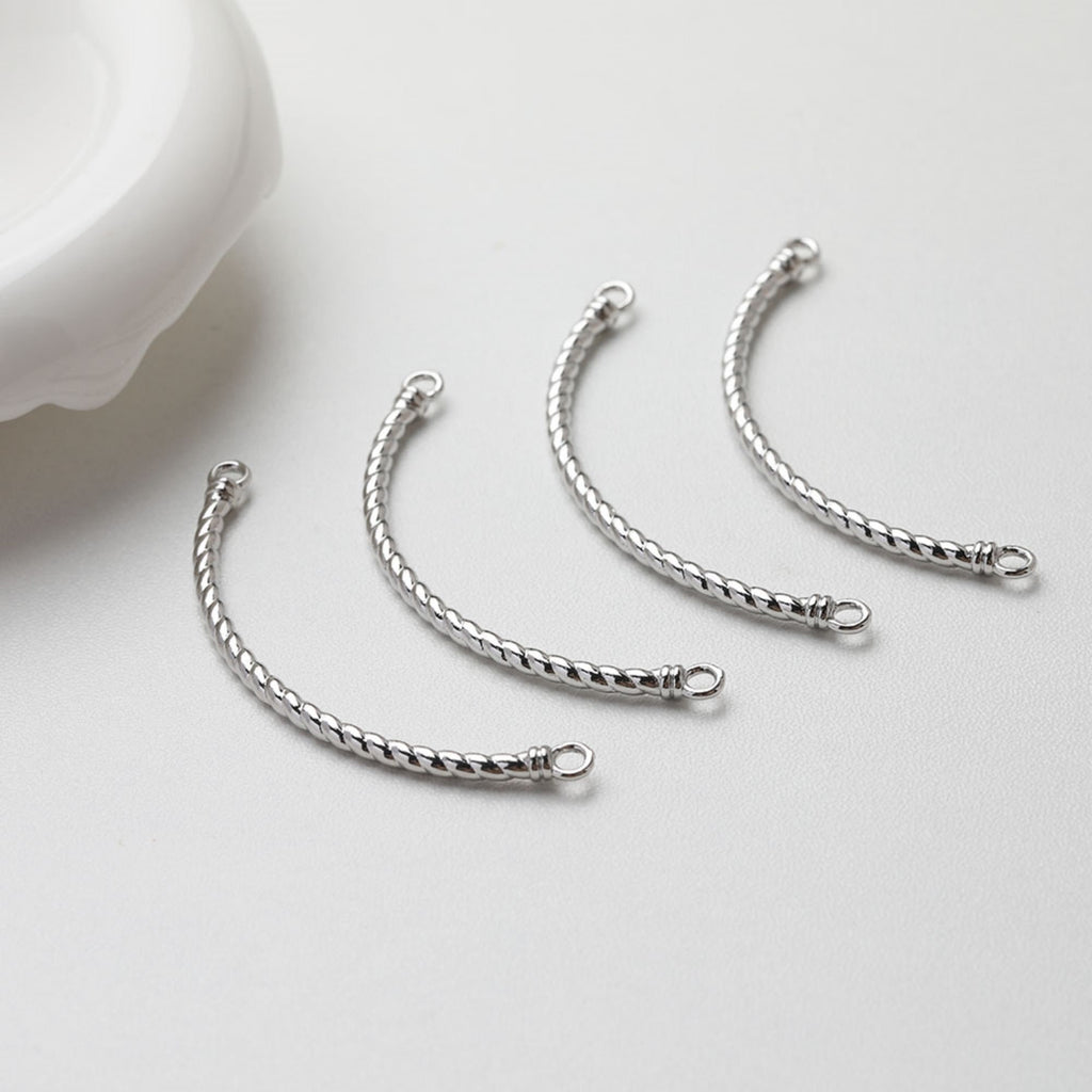 Twist Curved Connector with loops, 14K Gold/Silver Plated Bracelet Making Findings, Bracelet Jewelry Findings GE107