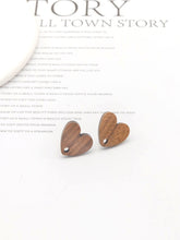 Load image into Gallery viewer, 4PCS  Wood Earrings,  Heart Shape Wooden Earrings for women, Nickel Free, Boho Earring Finding JT926