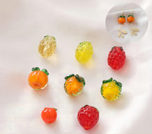 Load image into Gallery viewer, 5pcs Fruit Beads Persimmon Raspberry Orange Pineapple, Glazed Loose Beads for Jewelry Making, DIY Beads Finding GZ042