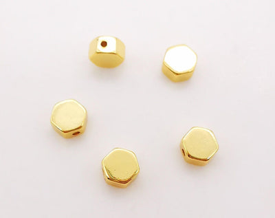 20PCS- 5mm Hexagon Spacer Beads, 18K Gold Plated , Dainty Bracelet Necklace Making Beads, Jewelry Finding S222