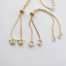 Load image into Gallery viewer, 5PCS Adjustable Bracelet Making Chain For Making, 18K Gold Plated Half Finished Slide Box Chain with Rubber Stopper Beads 1.3mm S1145