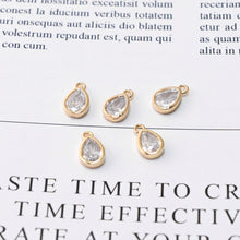 Load image into Gallery viewer, 10pcs CZ Pave Mini Oval Charm, Tiny Pendant, 14K Real Gold Plated Brass Earring Charms, Jewelry Findings D0602