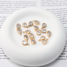 Load image into Gallery viewer, 10pcs CZ Pave Mini Oval Charm, Tiny Pendant, 14K Real Gold Plated Brass Earring Charms, Jewelry Findings D0602