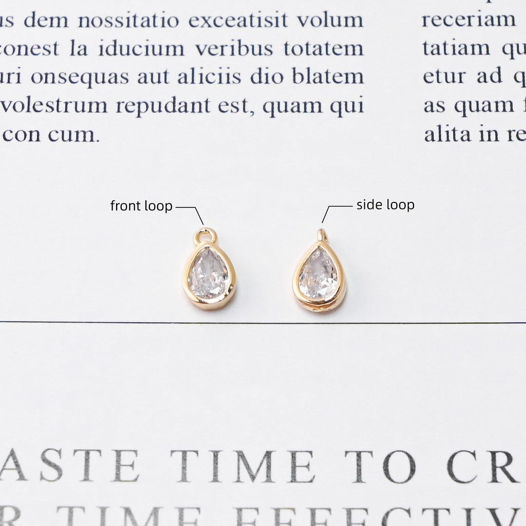 10pcs CZ Pave Mini Oval Charm, Tiny Pendant, 14K Real Gold Plated Brass Earring Charms, Jewelry Findings D0602