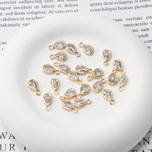 Load image into Gallery viewer, 10pcs CZ Pave Mini Oval Charm, Tiny Pendant, 14K Real Gold Plated Brass Earring Charms, Jewelry Findings D0602