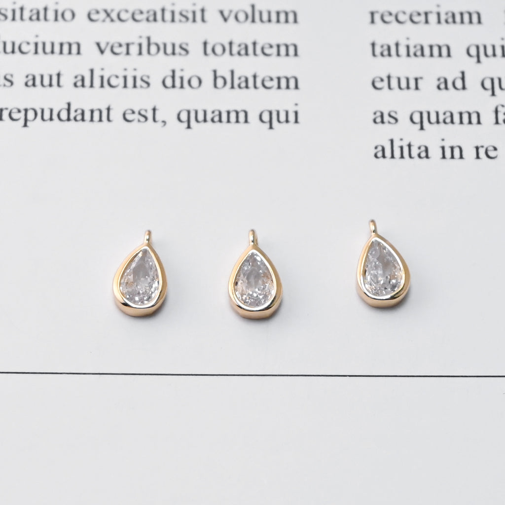 10pcs CZ Pave Mini Oval Charm, Tiny Pendant, 14K Real Gold Plated Brass Earring Charms, Jewelry Findings D0602