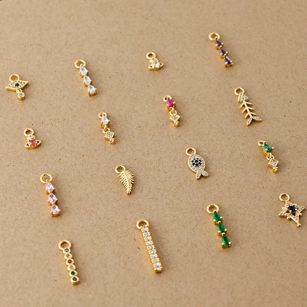 Earring Charms Collection, with Big Loop, 18k Gold Plated, CZ Pave Pendants, Hoop Pendant For Earring Making, Jewelry Making Accessories