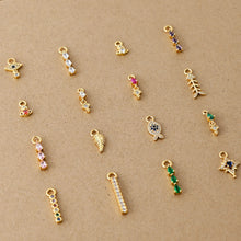 Cargar imagen en el visor de la galería, Earring Charms Collection, with Big Loop, 18k Gold Plated, CZ Pave Pendants, Hoop Pendant For Earring Making, Jewelry Making Accessories