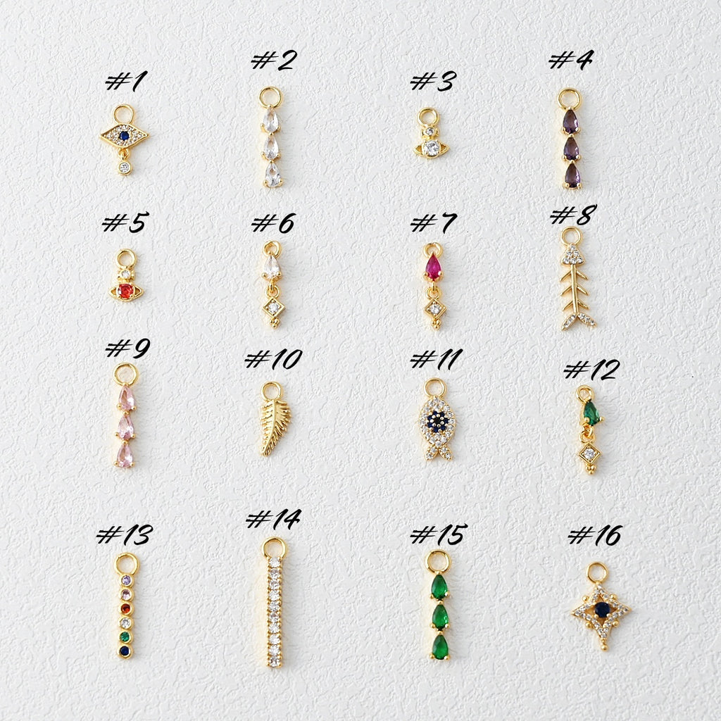 Earring Charms Collection, with Big Loop, 18k Gold Plated, CZ Pave Pendants, Hoop Pendant For Earring Making, Jewelry Making Accessories