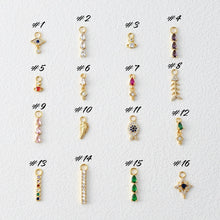 Cargar imagen en el visor de la galería, Earring Charms Collection, with Big Loop, 18k Gold Plated, CZ Pave Pendants, Hoop Pendant For Earring Making, Jewelry Making Accessories