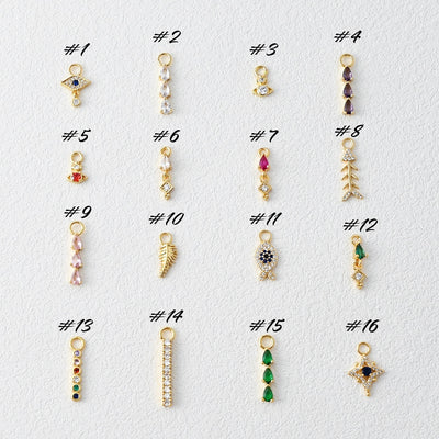 Earring Charms Collection, with Big Loop, 18k Gold Plated, CZ Pave Pendants, Hoop Pendant For Earring Making, Jewelry Making Accessories