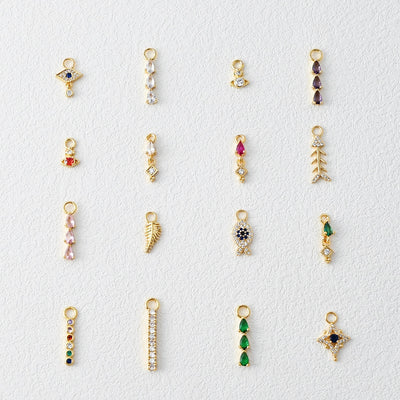 Earring Charms Collection, with Big Loop, 18k Gold Plated, CZ Pave Pendants, Hoop Pendant For Earring Making, Jewelry Making Accessories