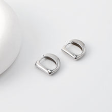 Load image into Gallery viewer, Rhodium Plated Hoop Earrings, Silver Color D-shaped Hoops, Hoop Earrings | Finished Earrings
