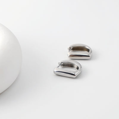 Rhodium Plated Hoop Earrings, Silver Color D-shaped Hoops, Hoop Earrings | Finished Earrings