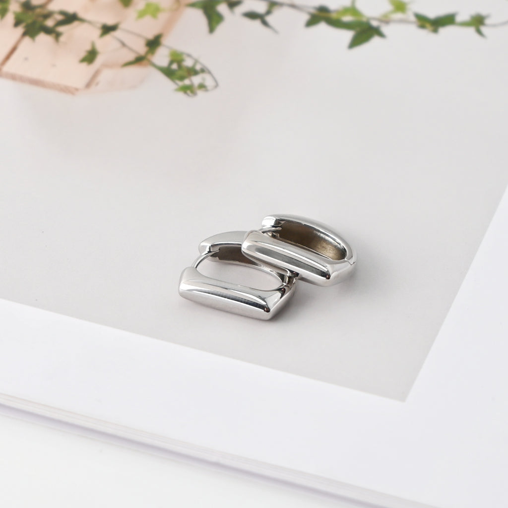 Rhodium Plated Hoop Earrings, Silver Color D-shaped Hoops, Hoop Earrings | Finished Earrings