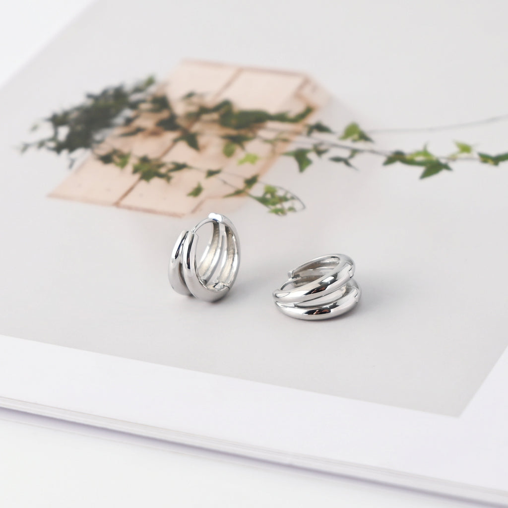 Rhodium Plated Hoop Earrings, Silver Color Round Hoops,Hoop Earrings | Finished Earrings