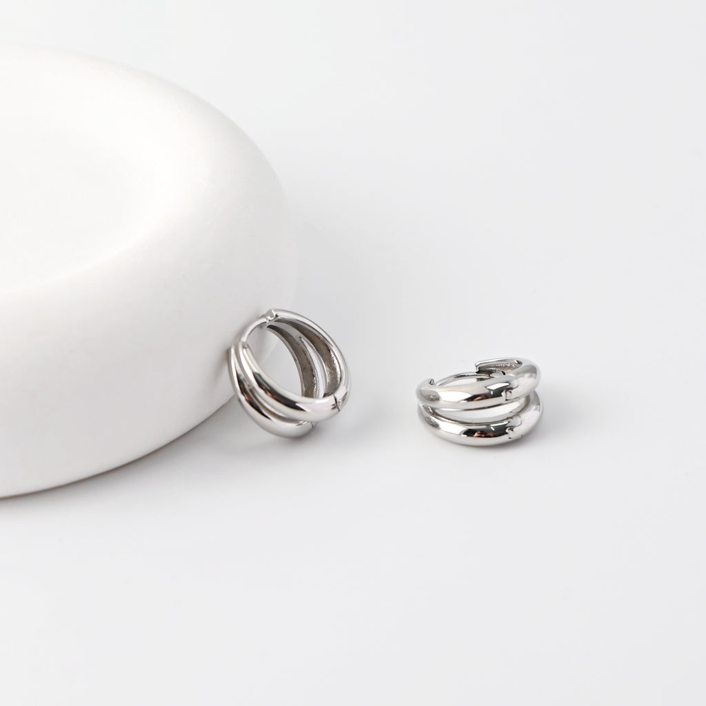 Rhodium Plated Hoop Earrings, Silver Color Round Hoops,Hoop Earrings | Finished Earrings